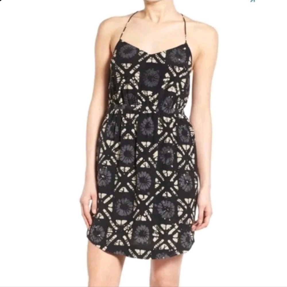 Madewell  'Starview' Batik Grid Silk Cami Minidress 6 Black